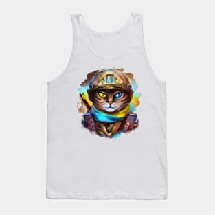 Cat Ukrainian Soldier Tank Top